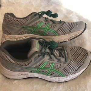 ASICS green grey silver sneakers big boys 3,5